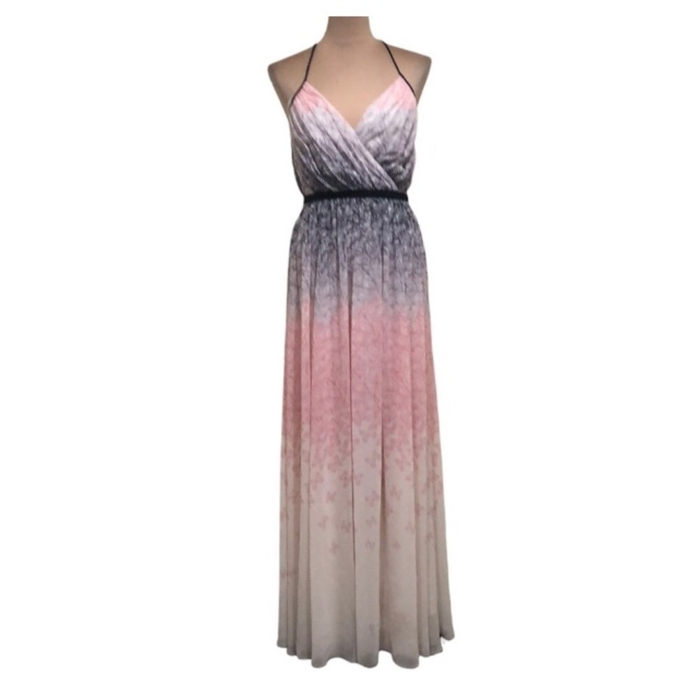 Badgley Mischka Twirling Butterfly Maxi Gown Formal Dress Size 12 Cream